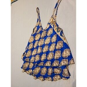 Uzbec Interior Liner Style INDIAN FANCY 100%  SILK PRINTED  TOP  SZ. M
